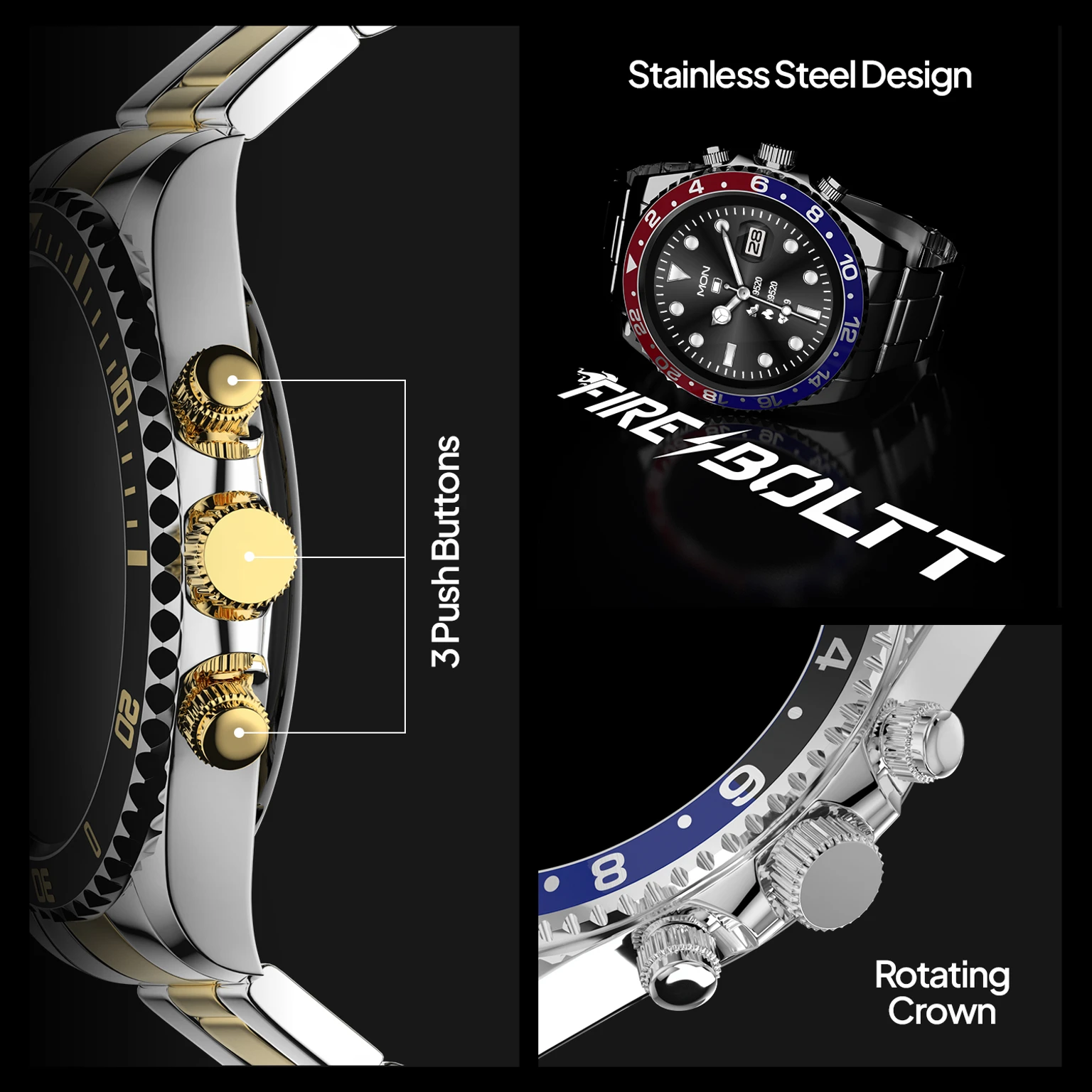 Fire-Boltt Astra Luxury Stainless Steel Smart Watch, Bluetooth Calling - 3