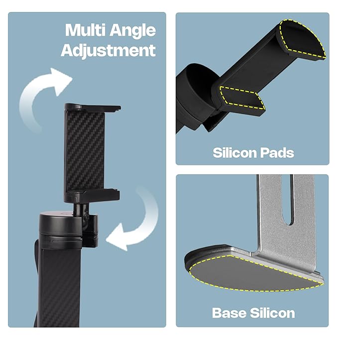 Zebronics Lightweight 360° Rotatable Mobile Holder, Upto 6.9 inches, Multi Angle Adjustment, Universal Clamp, Compact, Foldable, Compatible with Mobile (MS90, Black) - 3