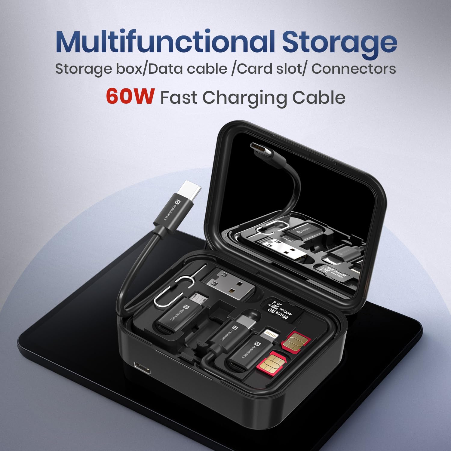 Portronics Smartpod 3 in 1 Wireless Charger with Multifunctional Cable & Cleaning Kit - 1