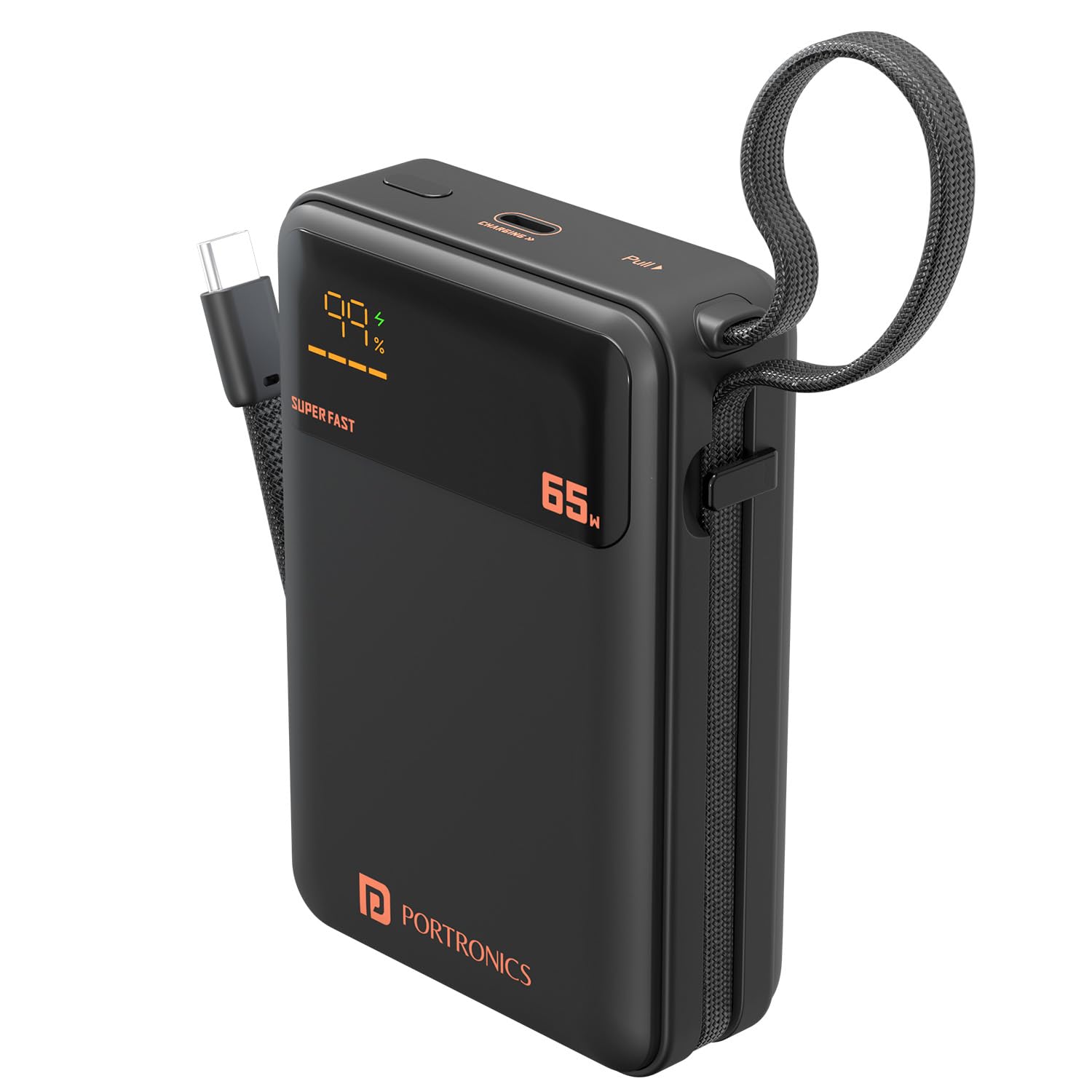 Portronics 65W Ignis 65 20000mAh Fast Charging Powerbank with in-Built Type C Cable - 0