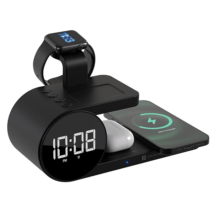 Portronics Freedom 6 15W Wireless Charger with 6-in-1 Function, Earbuds & Watch Wireless Charging - 0