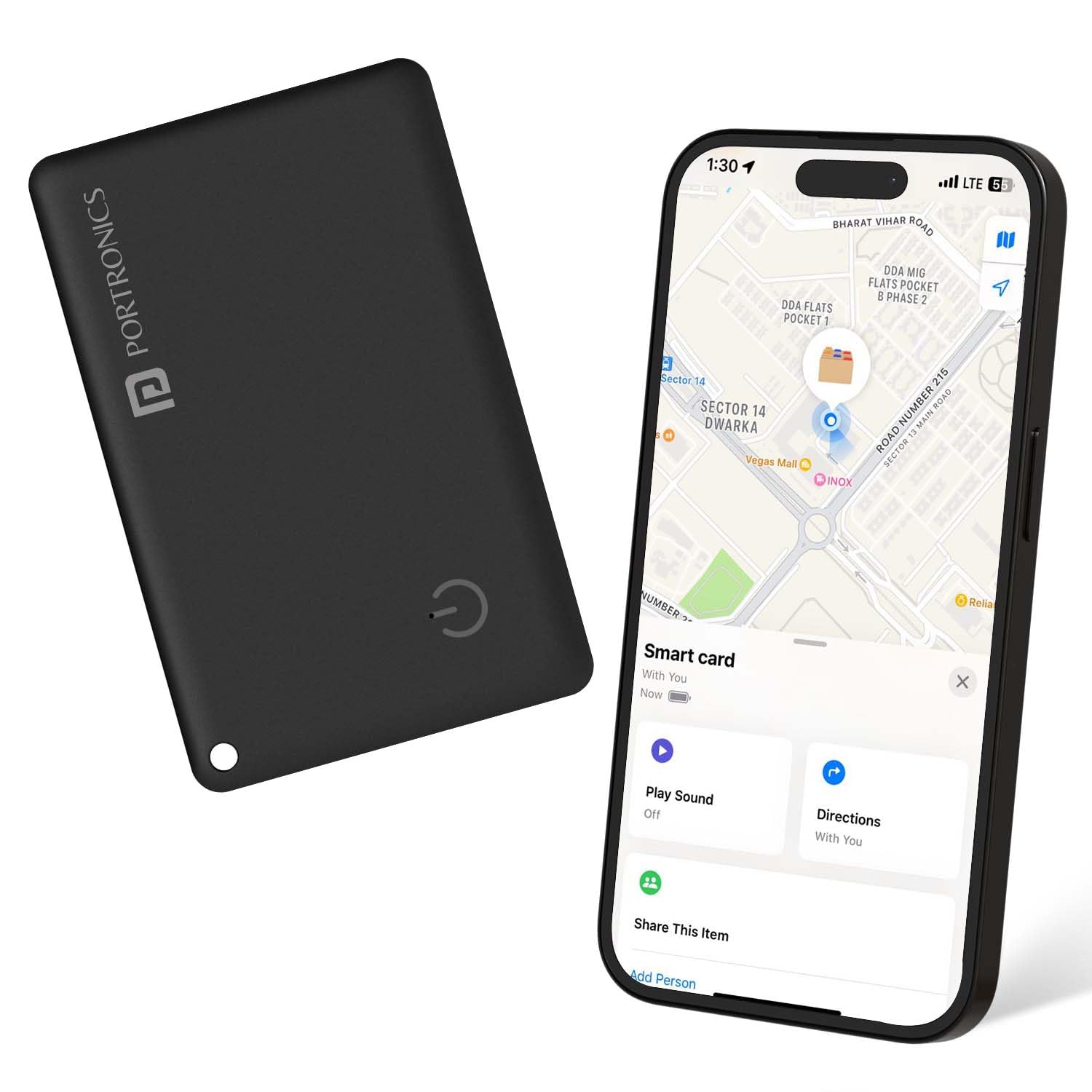 Portronics Cardfinder Item Finder with Rechargeable Battery,Only iOS Compatible with Apple Find My App - 0