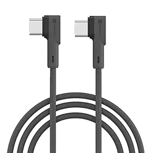 Portronics Konnect L 60W PD Type C to Type C Mobile Charging Cable, 1.2M, Fast Data Sync, Tangle Resistant, TPE+Nylon Braided(Grey) - 0