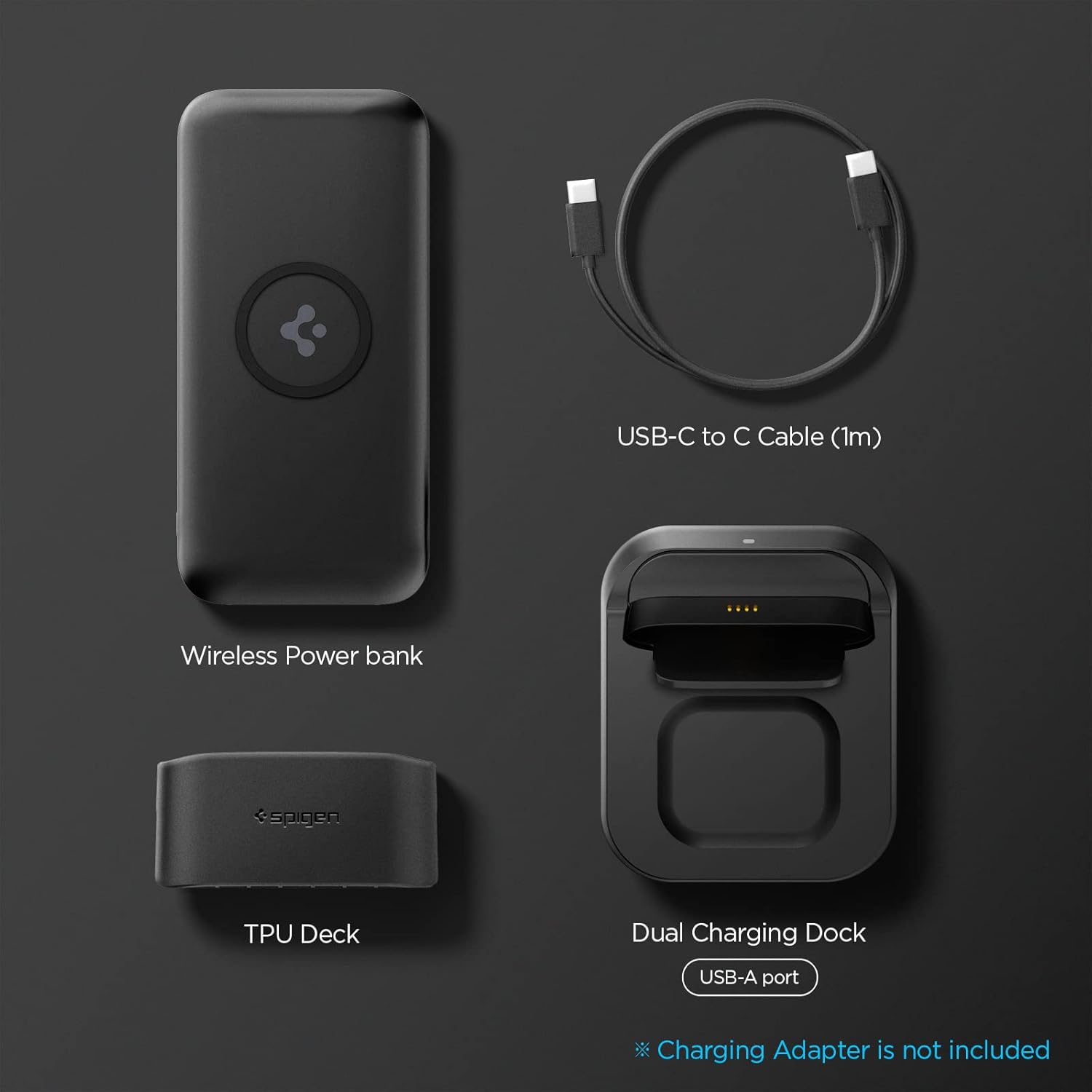 Spigen 5in1 10000mAh Wireless Power Bank with USB-C Dual Charging Dock for Airpods and Smartwatches, Lithium Polymer - 2