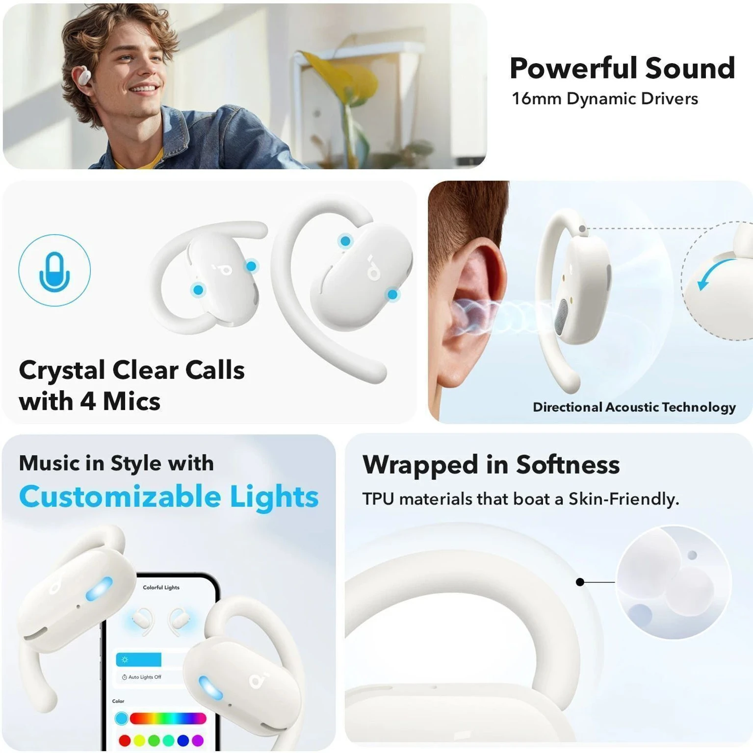 soundcore V20I By Anker Open Ear Headphones, Adjustable Ear Hooks, Ultra-Comfort, Snug Fit - 2