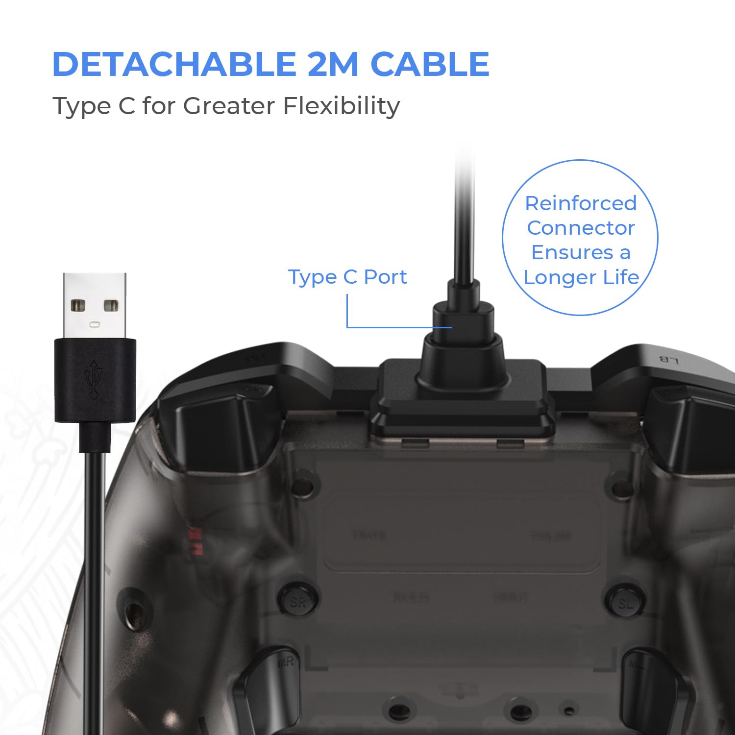 EvoFox Elite X Wired Gaming Controller for PC with 2 Programmable, Adjustable Dual Vibration Motors - 2