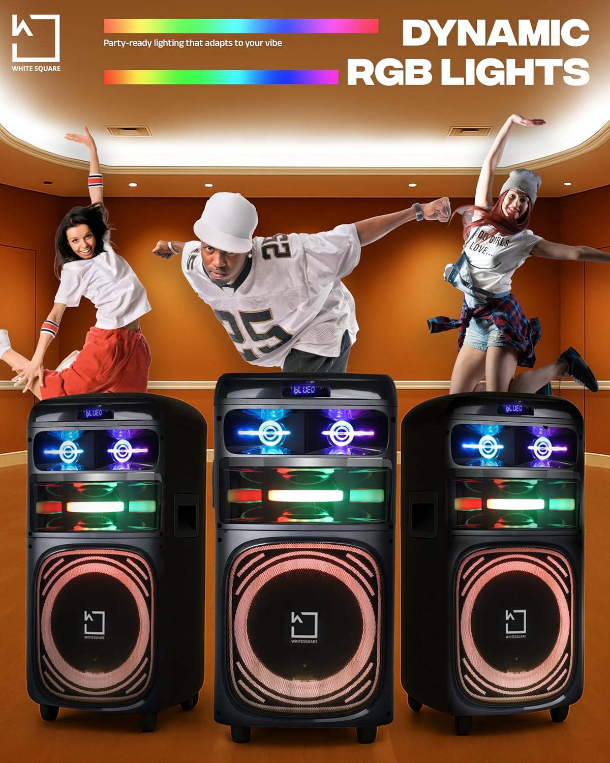 Whitesquare 120W Bluetooth Party Speaker with Dual Wireless  – 7H Playtime, Karaoke & Recording Function, Type-C Charging - 3