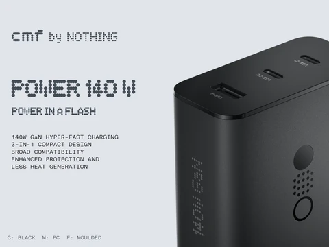 CMF by Nothing 140 W Power GaN 5 A 3 Port Mobile Charger with Detachable Cable - 1