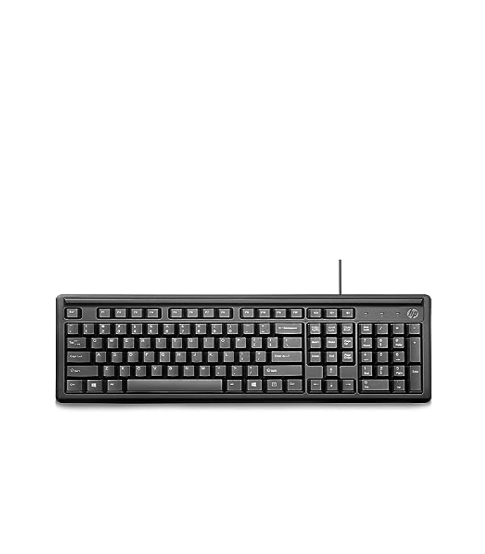 HP 100 Wired Keyboard with USB Compatibility,Numeric keypad, Full Range of 109 Key(Including 12 Function Keys and 3 Hotkeys),Adjustable Height and Con - 0