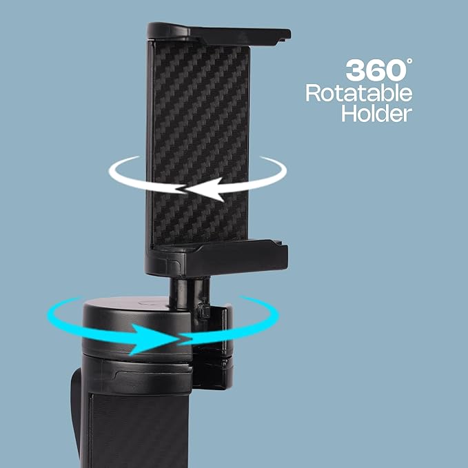 Zebronics Lightweight 360° Rotatable Mobile Holder, Upto 6.9 inches, Multi Angle Adjustment, Universal Clamp, Compact, Foldable, Compatible with Mobile (MS90, Black) - 2