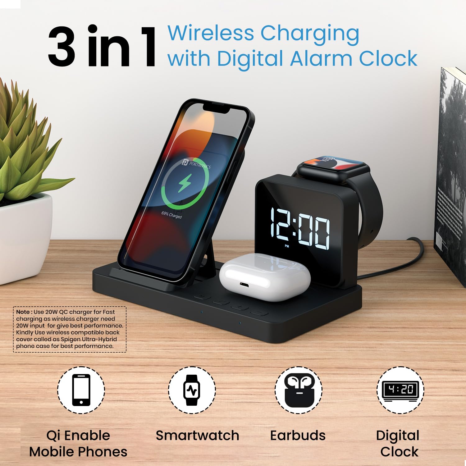 Portronics BELLA 15 W 3 in 1 Wireless Charger - 1