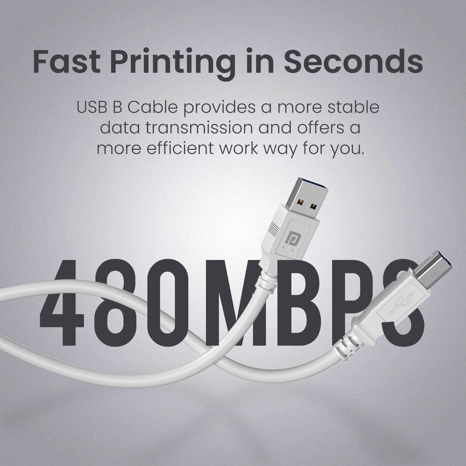 Portronics PrintLink 3 Printer Cable with USB Type-A to USB Type-B Male Connectors, 3 Meters - 1