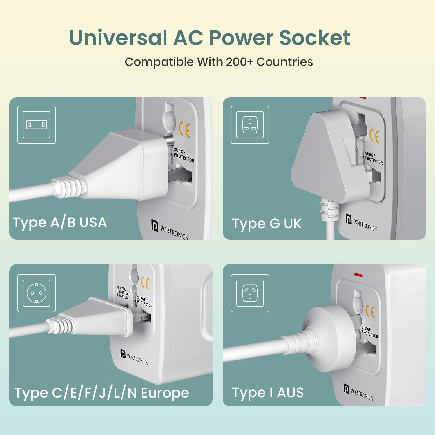 Portronics Juicemate 3 Universal Travel Adapter with 6A AC Socket Output,Universal AC Socket - 2
