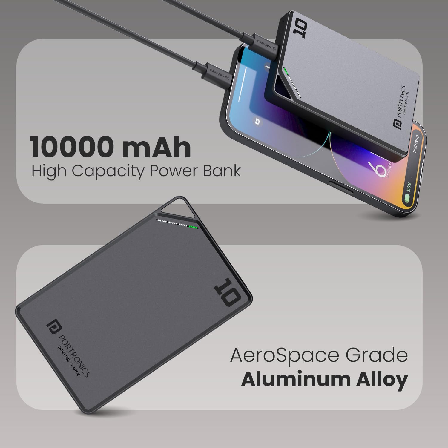 Portronics Boosty 10K 10000mAh 15W Wireless Magnetic Fast Charging Nano Powerbank - 1