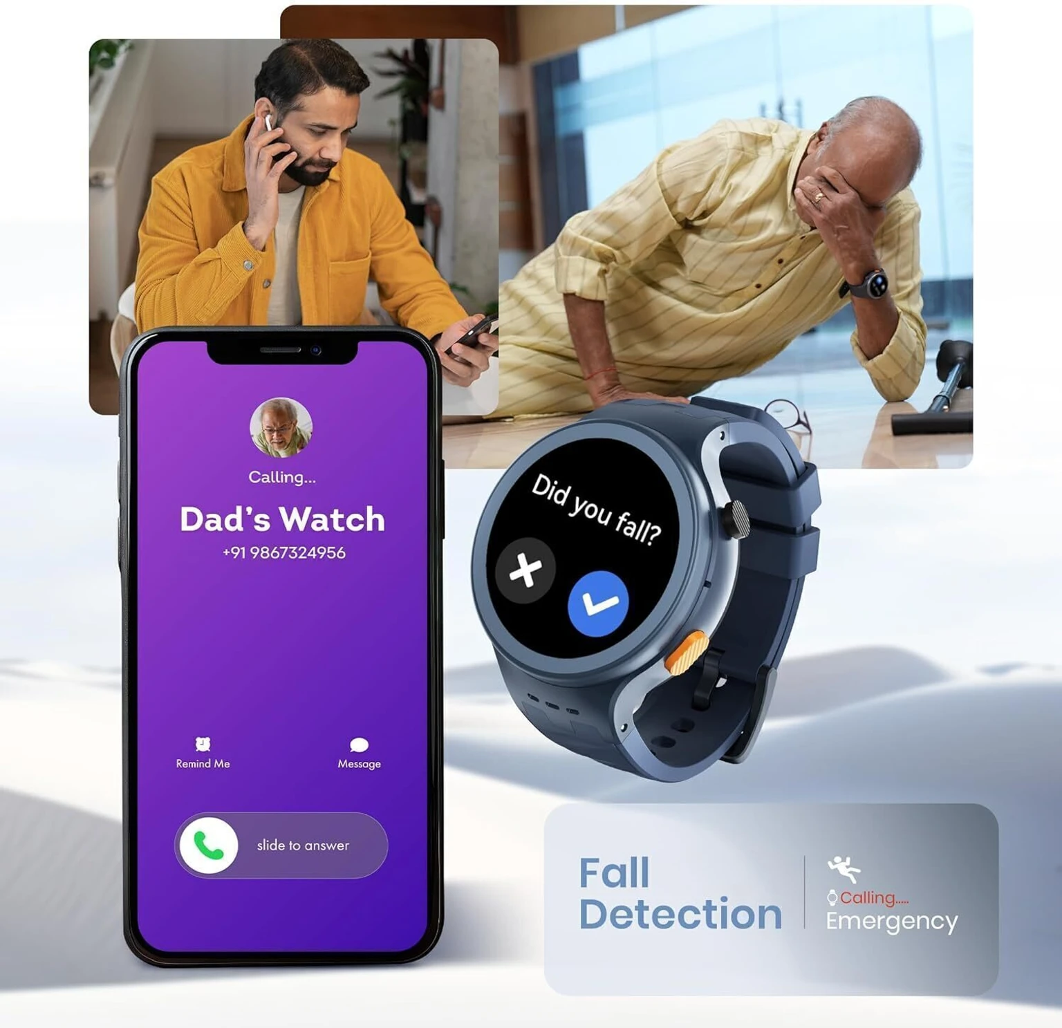 AGEasy Protec Fall Detection Smartwatch for Seniors with 4G LTE Calling, SOS Button for Emergencies, 1.28” AMOLED Display, IP68 Water Resistance, Pill Reminder & One Full Day Battery Life - 5