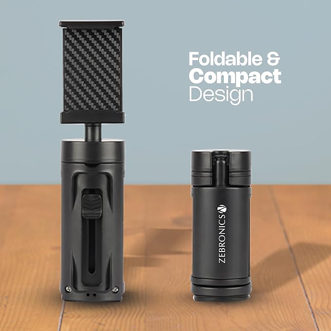 Zebronics Lightweight 360° Rotatable Mobile Holder, Upto 6.9 inches, Multi Angle Adjustment, Universal Clamp, Compact, Foldable, Compatible with Mobile (MS90, Black) - 0