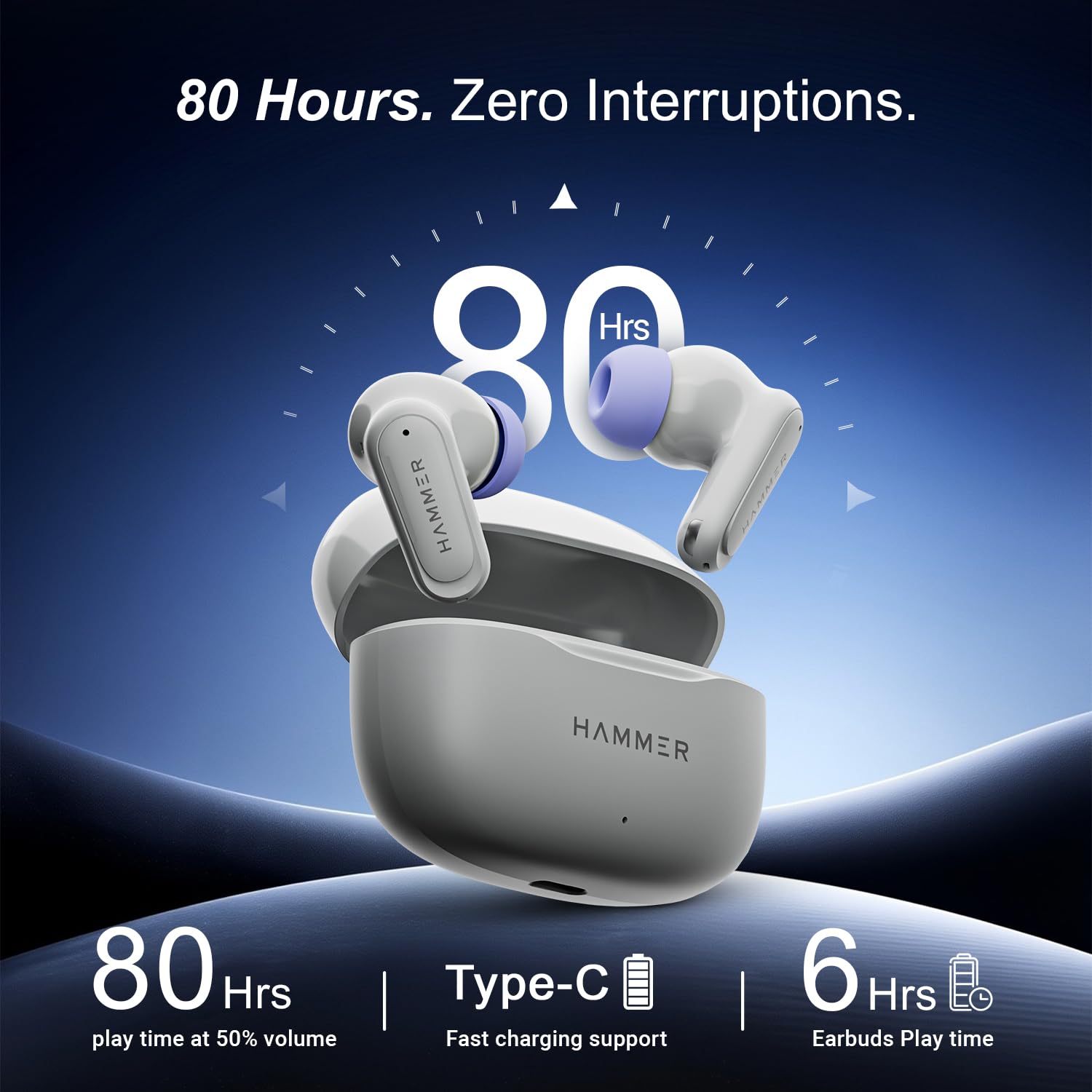 HAMMER Airflow Neo Earbuds with 80H Playtime, 13mm Titanium Driver, 40ms Gaming Mode - 1
