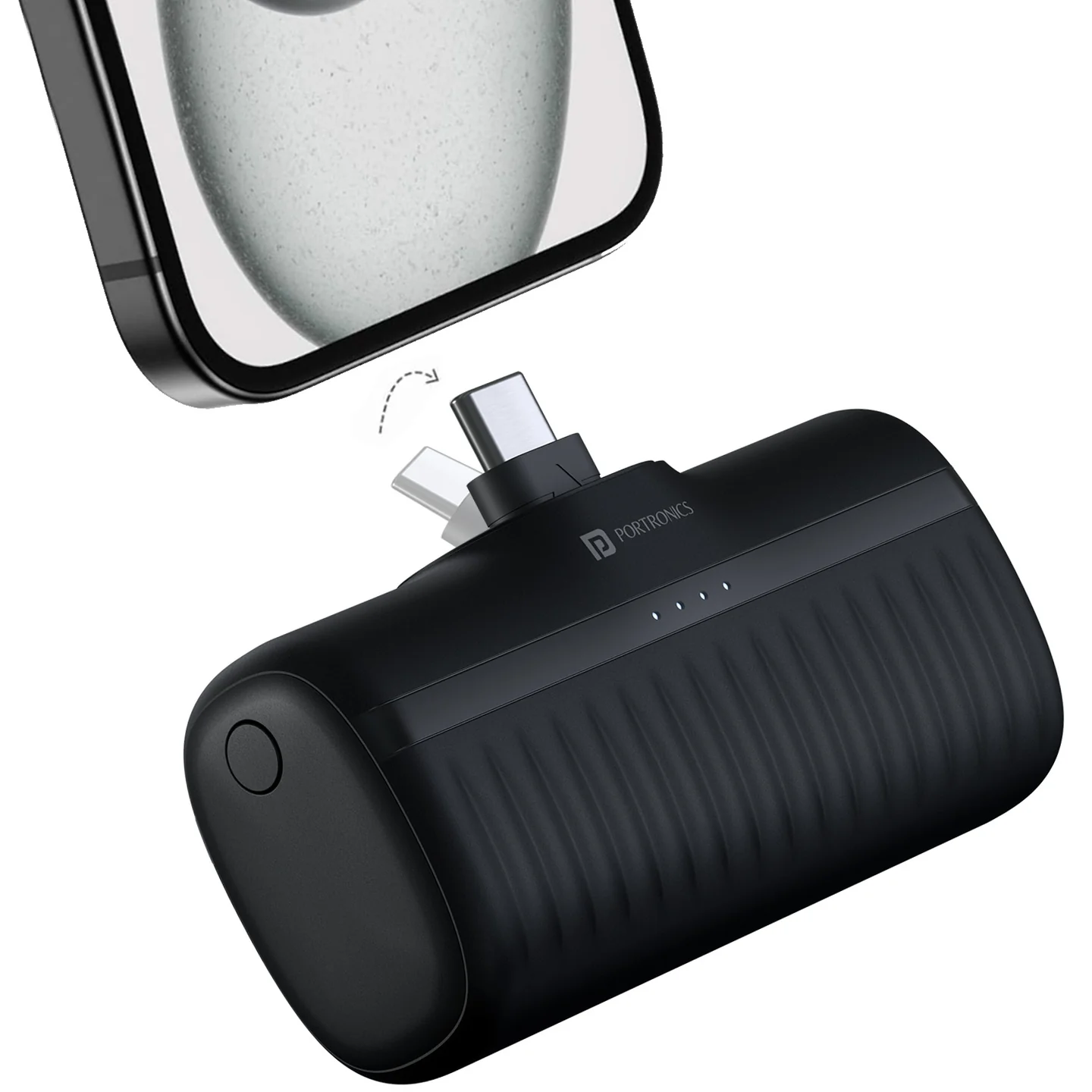 Portronics Power Pebble 5000mAh 20W Fast Charging Nano Powerbank, in-Built Foldable Type C - 0