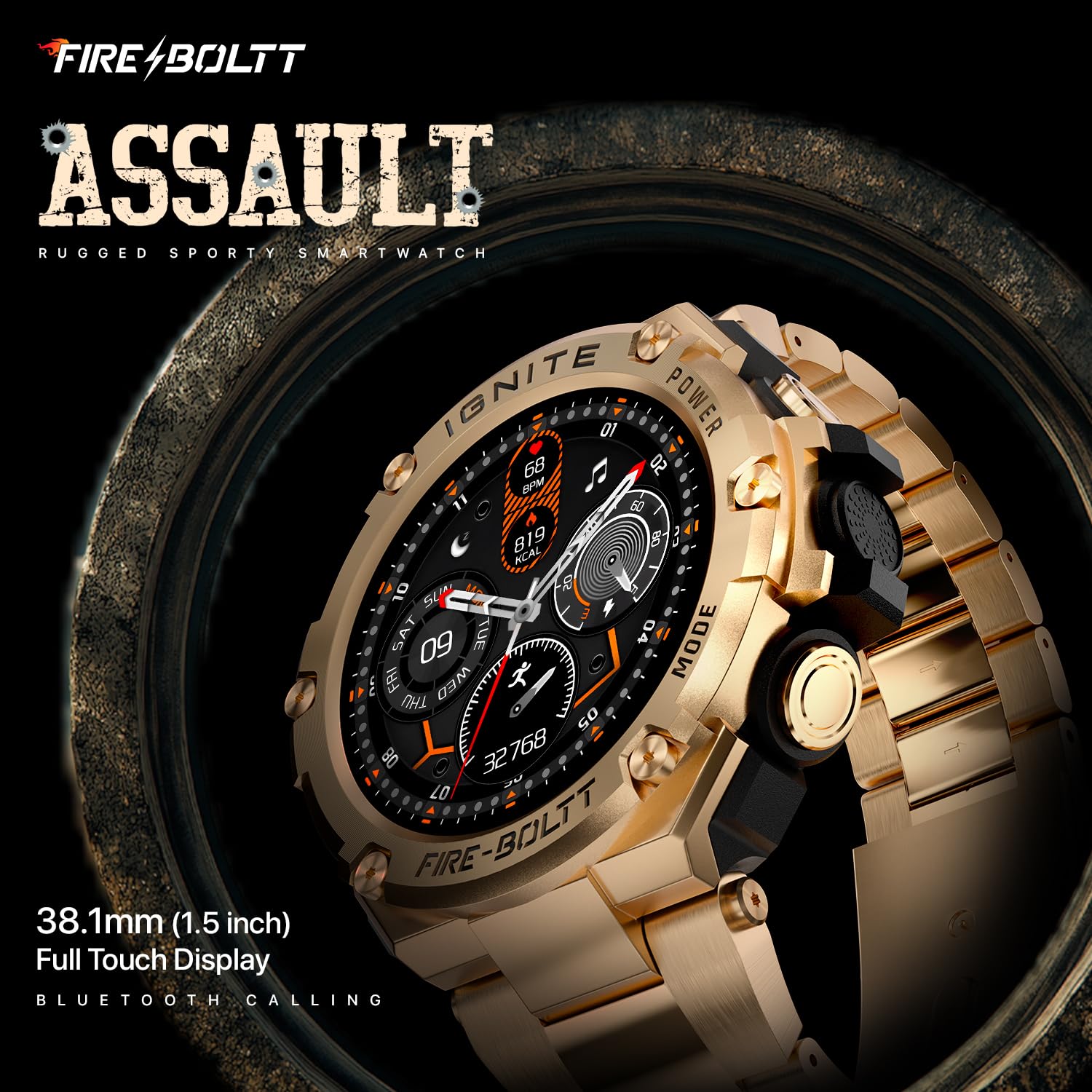 Fire-Boltt Assault Rugged Smartwatch, Bluetooth Calling, Compass, Heart Rate & SpO2 - 0