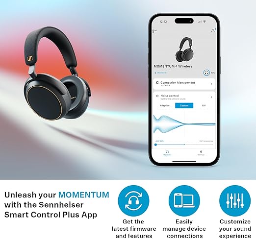 Sennheiser Momentum 4 Wireless Over Ear Headphones Designed in Germany - Bluetooth Adaptive Noise Cancelling-ANC,4 Digital Mics - 2