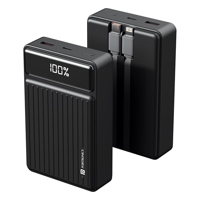 Portronics Luxcell Bind Mini 20k 20000mAh Powerbank with 22.5W Fast Charging, in-Built Type C PD - 0