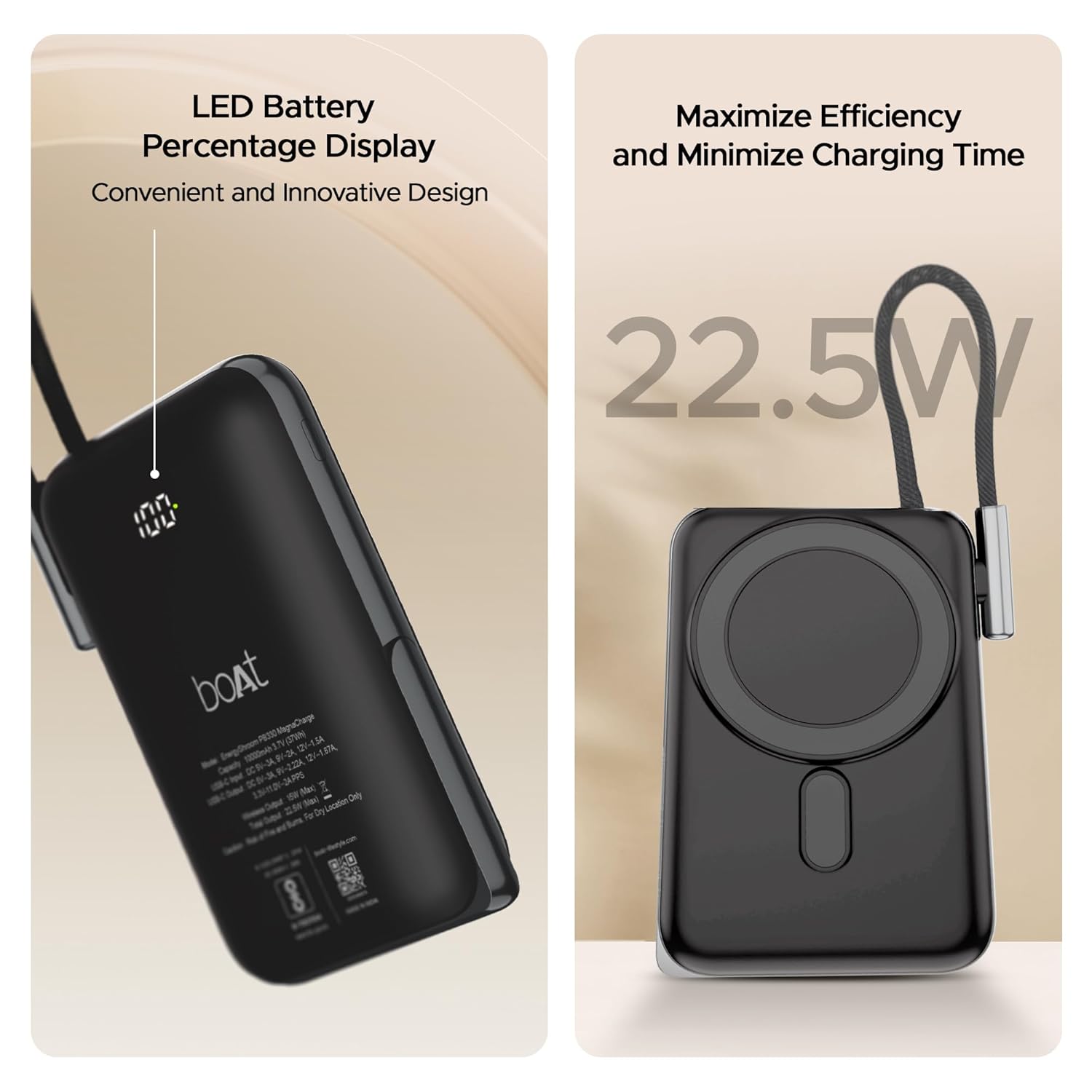 Boat Energyshroom PB330 MagnaCharge 10000 mAh Magnetic Wireless Power Bank - 1