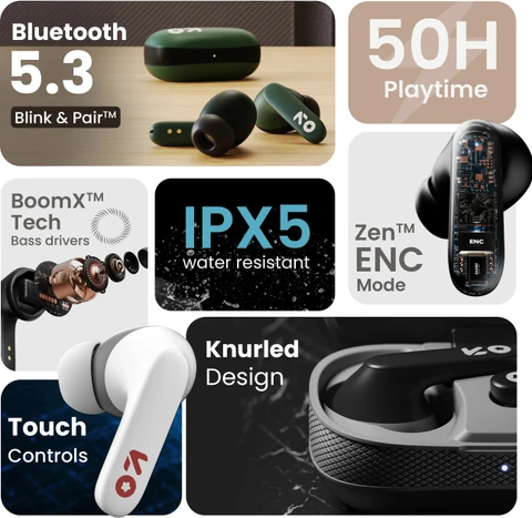 Boult Y1 with Zen ENC Mic, 50H Battery, Fast Charging, Pro+ Calling, Knurled Design Bluetooth Headset - 1