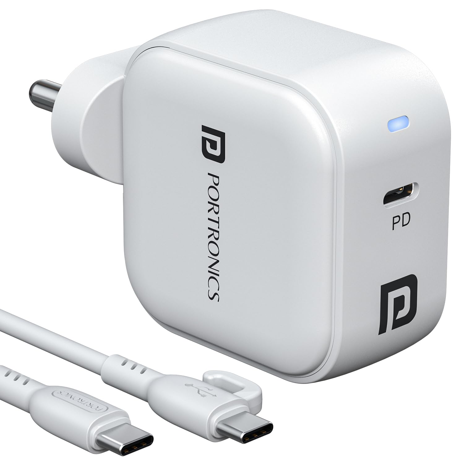 Portronics 45W Adapto 45C Type C SuperFast Charger Adaptor with Type C Cable - 0
