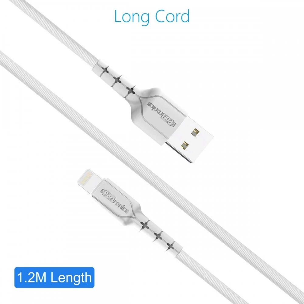 Portronics POR-225 Konnect Star Charge & Sync Function 1.2M Cable(White) Total - 1