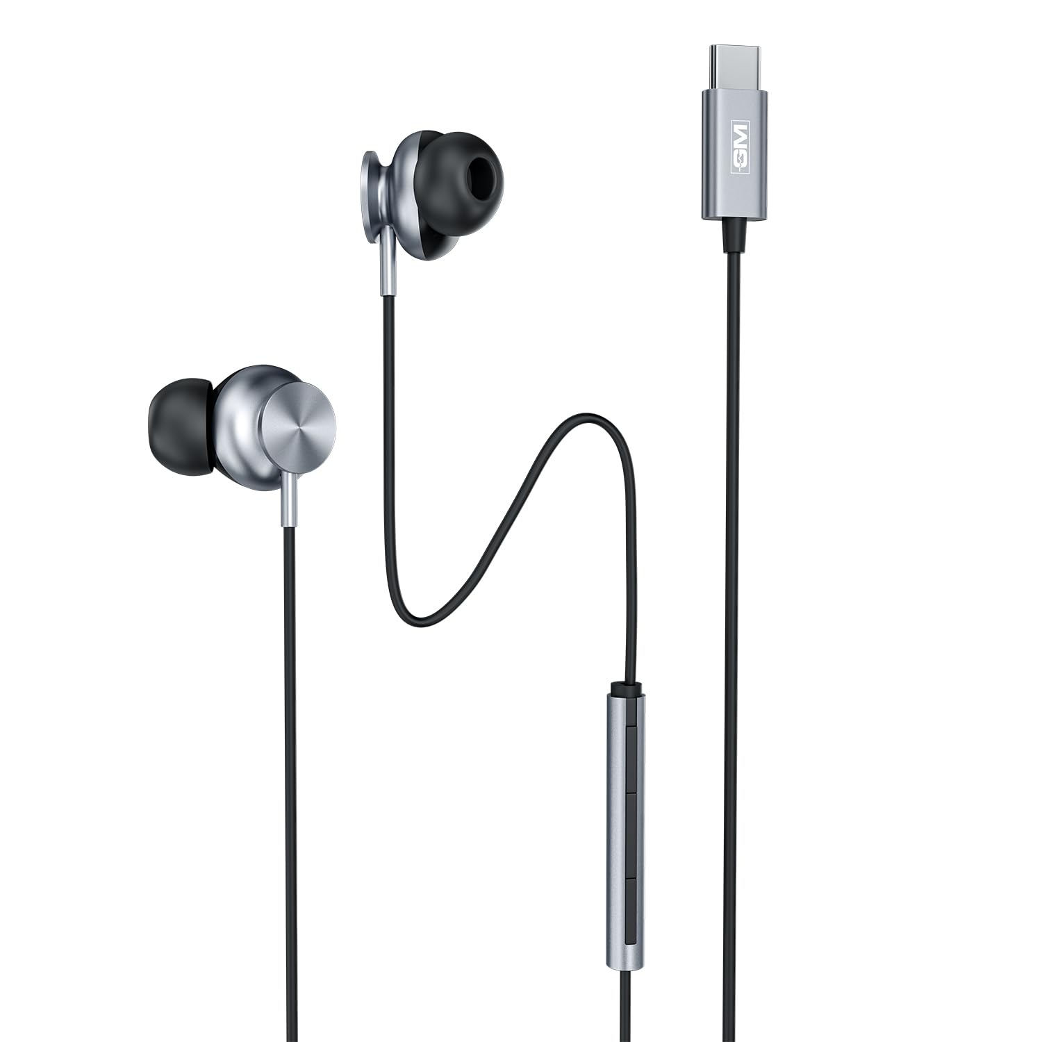 GM G+ Type-C Wired Earphones with HD Mic | 14mm Drivers, Pure Bass Sound - 0