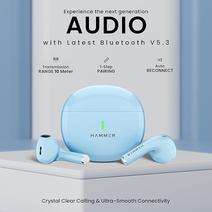HAMMER New Launch Ultra Pods TWS Wireless Bluetooth Ear buds, Inbuilt Mic, 100H Standby Time - 2