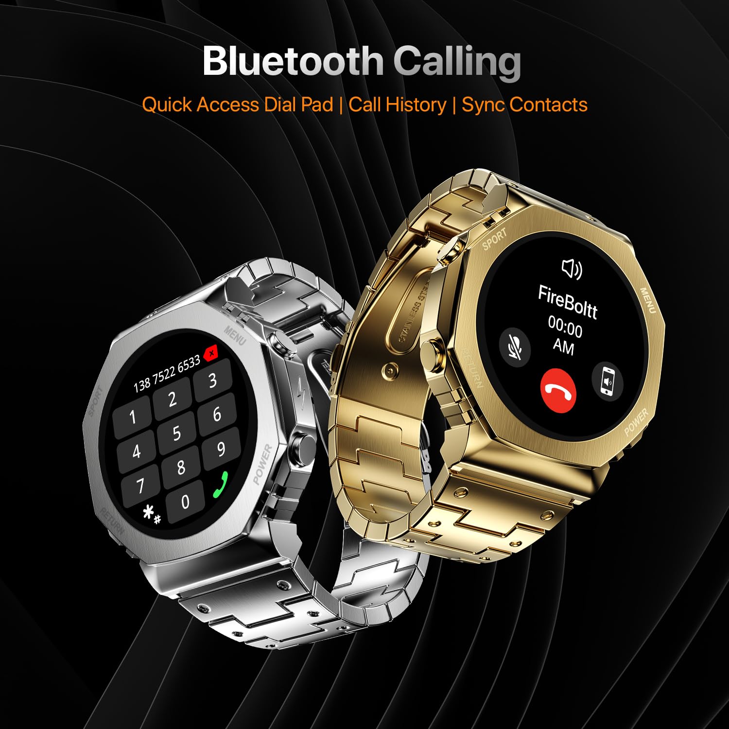 Fire Boltt Obsidia  AMOLED Display, Stainless Steel Design, Resolution, Bluetooth Calling - 3