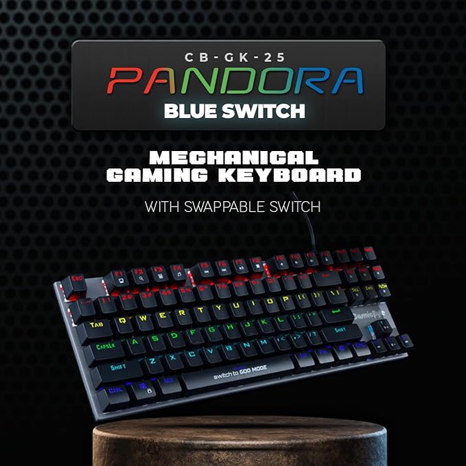 Cosmic Byte CB-GK-25 Pandora TKL Mechanical Keyboard Upgraded with Swappable Outemu Red Switches & Rainbow LED - 1