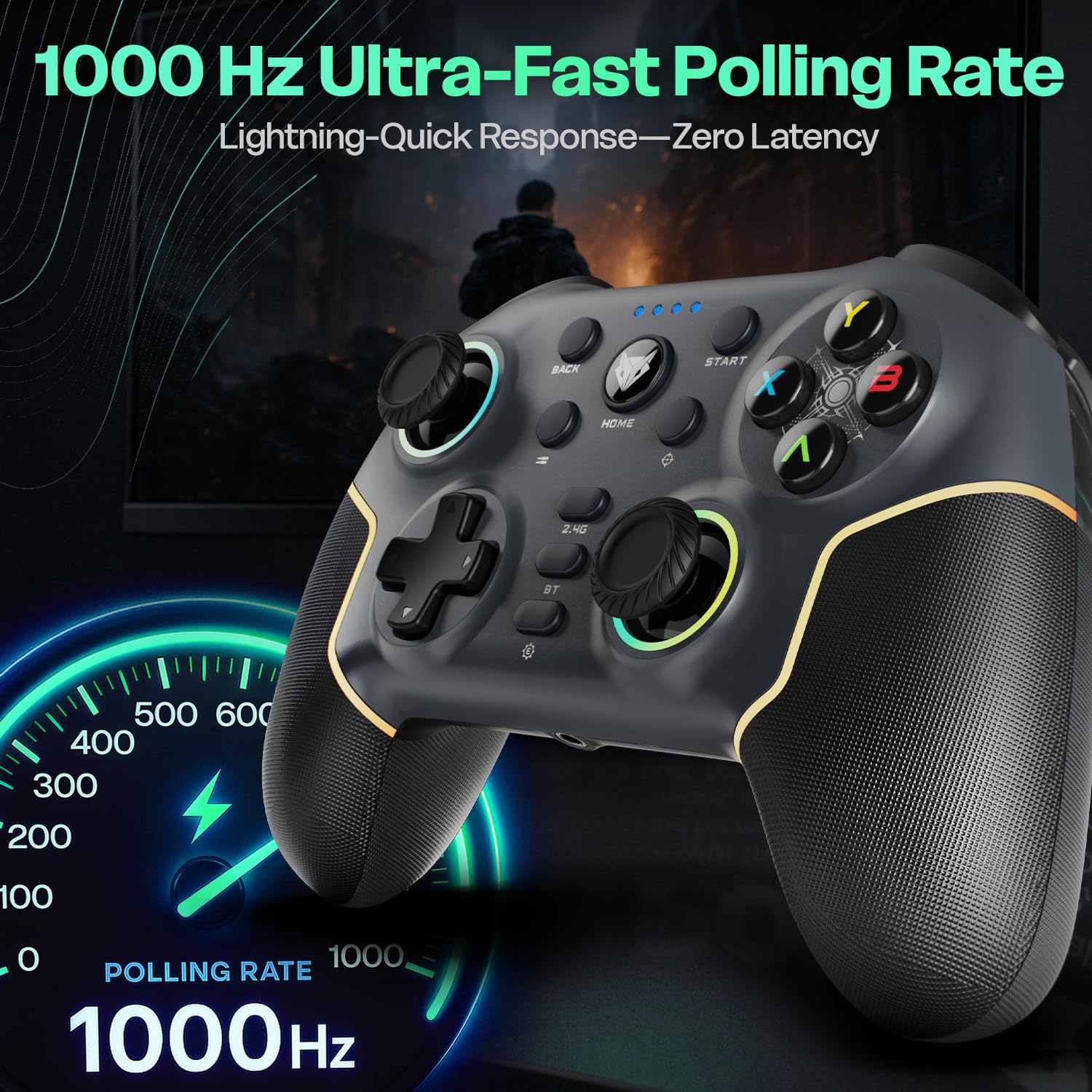 EvoFox Elite X2 Pro Gaming Controller for PC, Android, TV, Switch Tri-Mode -2.4G/BT/Wired Gamepa - 2