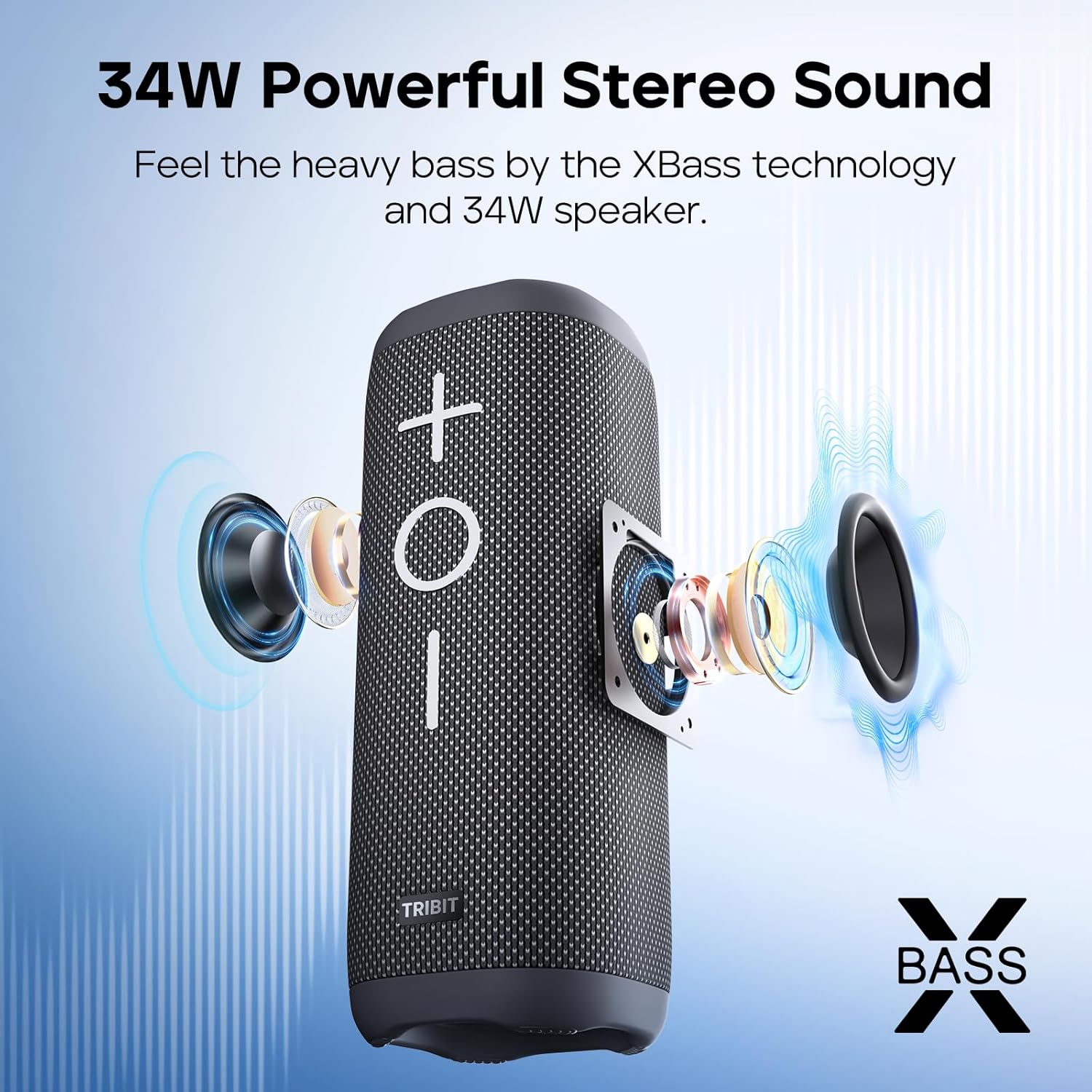 Tribit StormBox 2 Bluetooth Speaker with 34W 360° Surround Sound, XBass Tech - 1