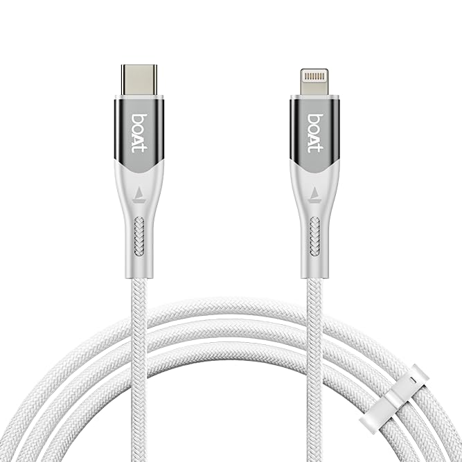 Boat Type C to Lighting Cable for 27W Fast Charging | 480 Mbps Data Transfer | 1.2 m (3.9 ft) Perfect Cable Length - 0