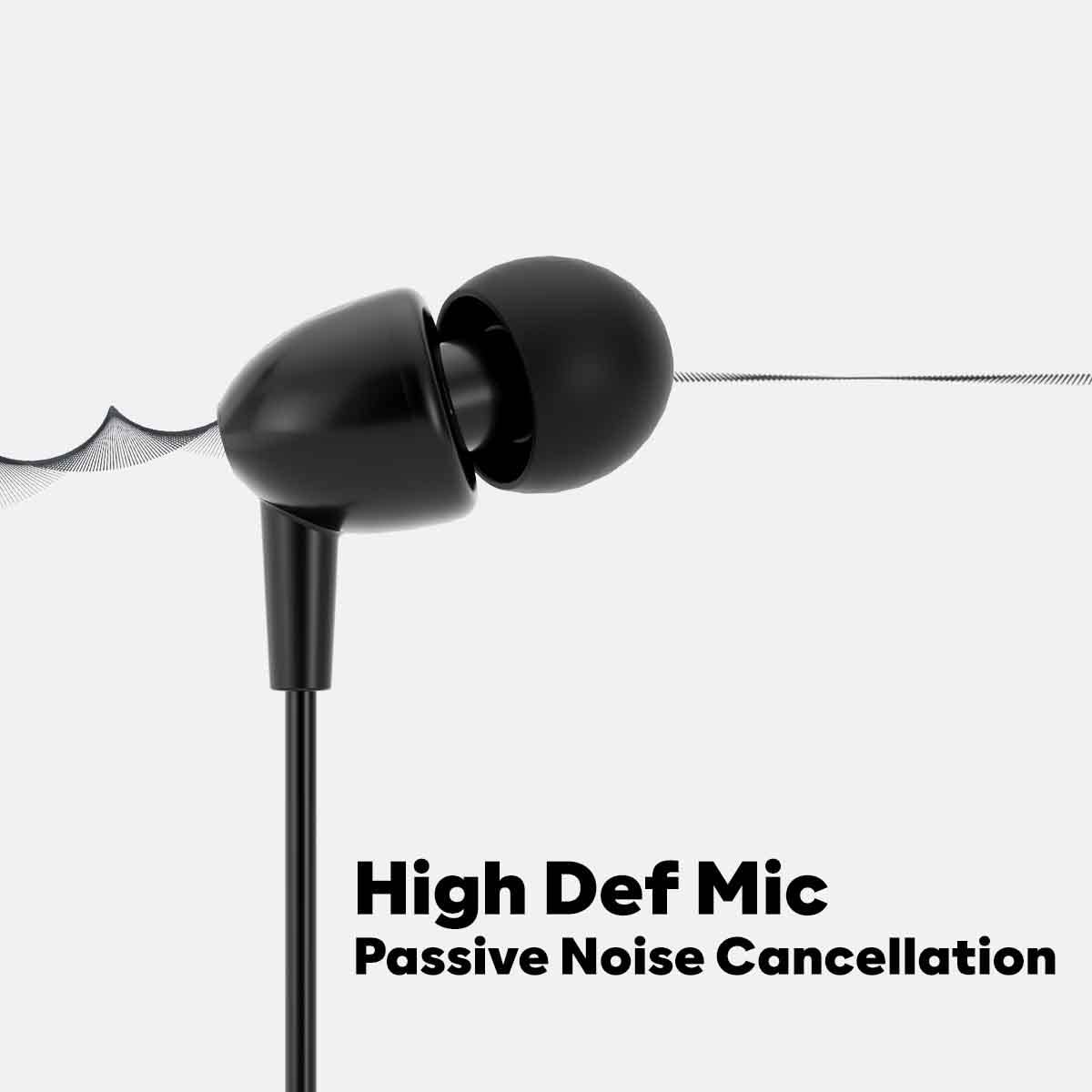 GOVO GOBASS 410 in Ear Wired Earphones with Mic, 3D Powerful Bass with XL Drivers, Passive Noise Cancellation (Platinum Black) Total - 2