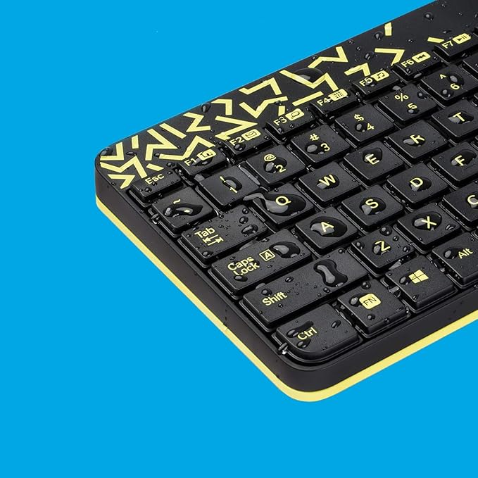 Logitech MK240 Nano Wireless Keyboard and Mouse Combo,12 Function Keys 2.4GHz Wireless, 1000DPI,Spill-Resistant Design, PC/Mac-Black/Chartreuse Yellow - 3