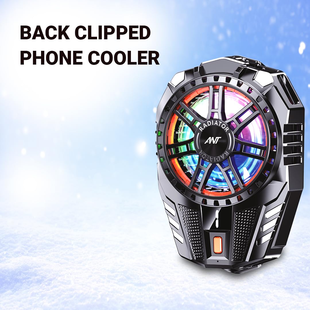 Ant ICE10 Phone Cooler for Gaming, Universal Phone Cooling Fan with 3 Speed Cooling Modes, RGB Fan - 1