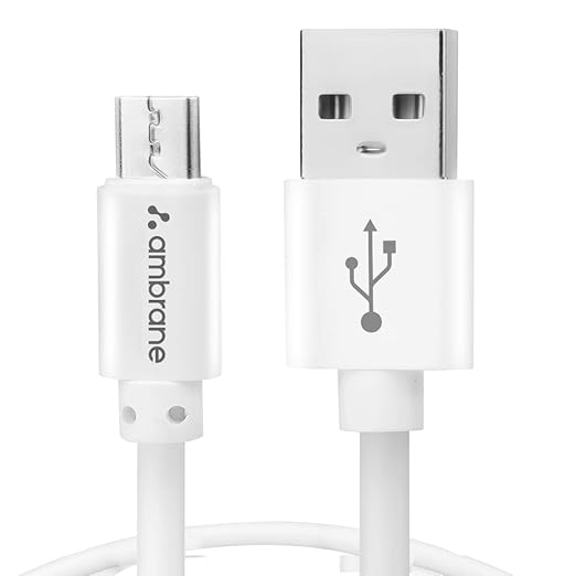 Ambrane 2.4A Fast Charging Output USB Cable with Micro to USB for Mobile, Neckband, True Wireless Earphone Charging, 480mbps Data Sync Speed - 0