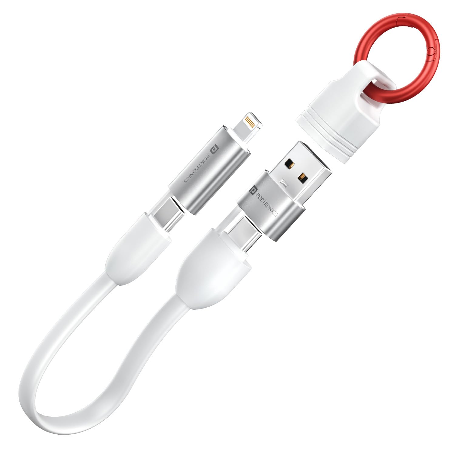 Portronics Keylink 4 in 1 Multifunctional Fast Charging Cable With In Built KeyChain - 0