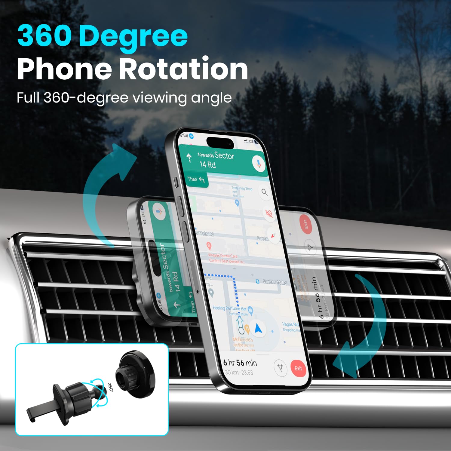 Portronics Mogun 4 Magnetic Car Phone Holder Stand with Strong Magnetic Grip - 2
