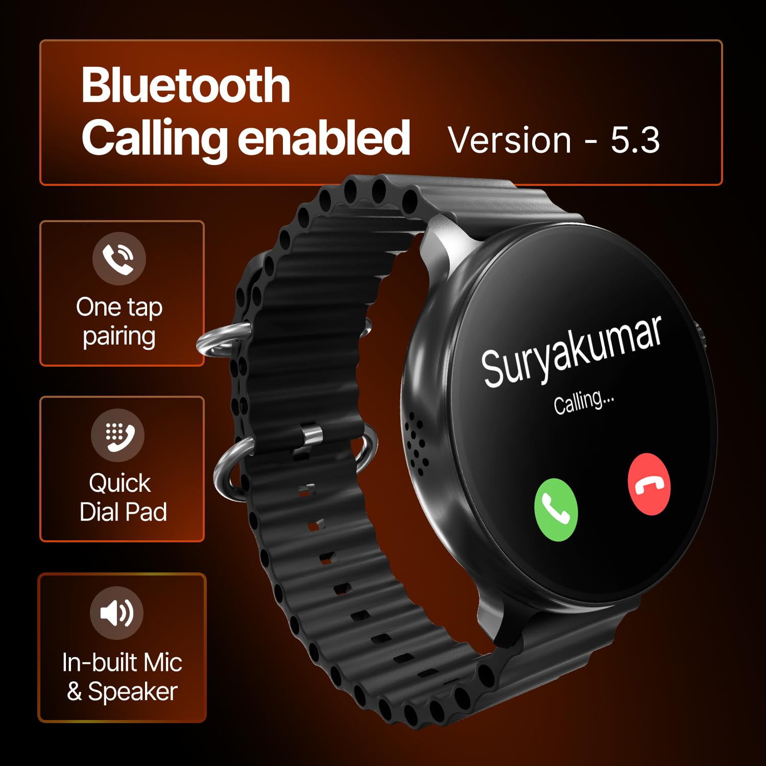 CrossBeats Aura Round 1.46" Super AMOLED Smart Watch, Always On, Advanced AI ENC Bluetooth Calling - 2