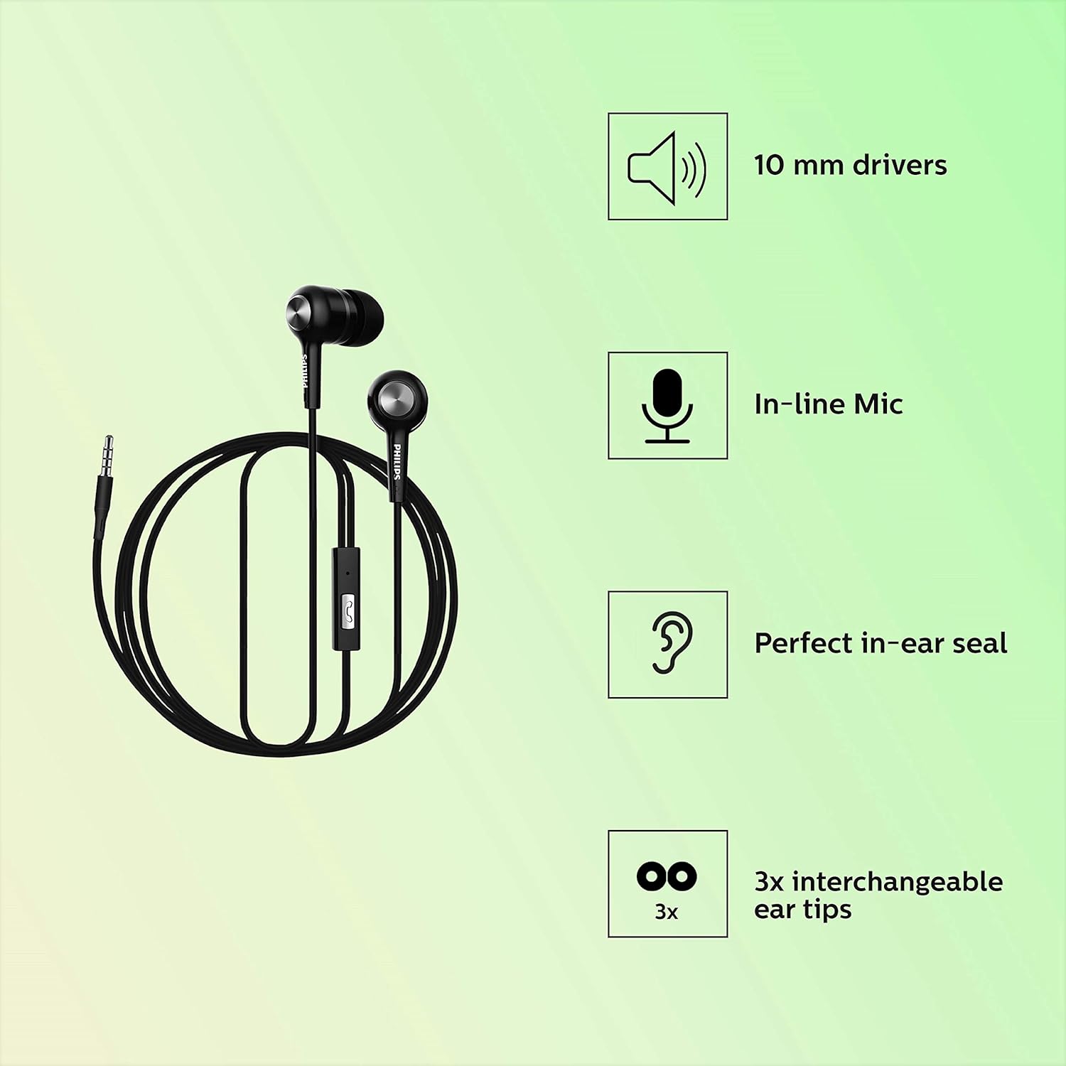Philips Audio SHE1505 Wired in Ear Earphones with Mic - 1