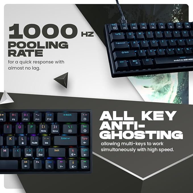 Cosmic Byte CB-GK-23 Artemis 68Key Per Key RGB Wired Mechanical Keyboard with Outemu Blue Switches and Software - 1