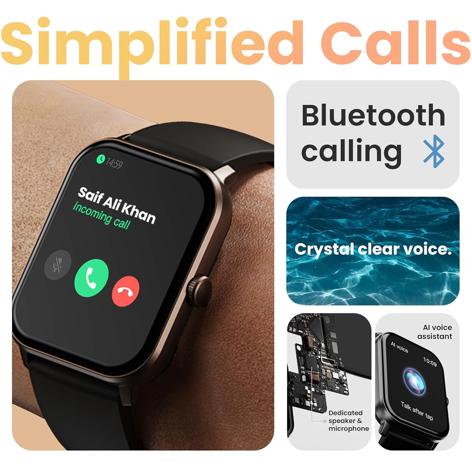 Boult Drift Bluetooth Calling, 1.69inch HD Display Smartwatch - 1
