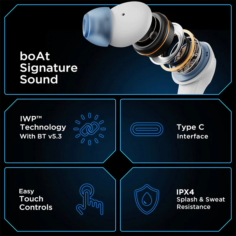 boAt Immortal 131 w/ Beast Mode(40ms Low Latency), 40 Hours Playback & RGB Lights Bluetooth - 3