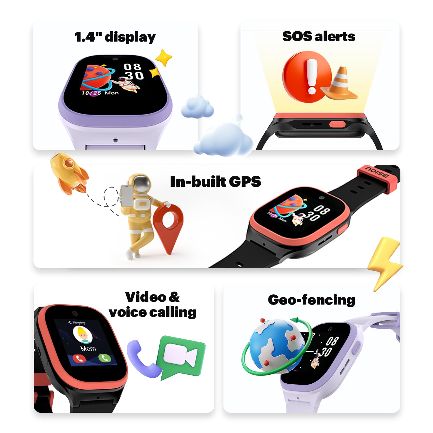 Noise Scout Kids Smartwatch with Assisted GPS Tracking, 4G Video & Voice Call, Safe Zone Alert, SOS Button - 1