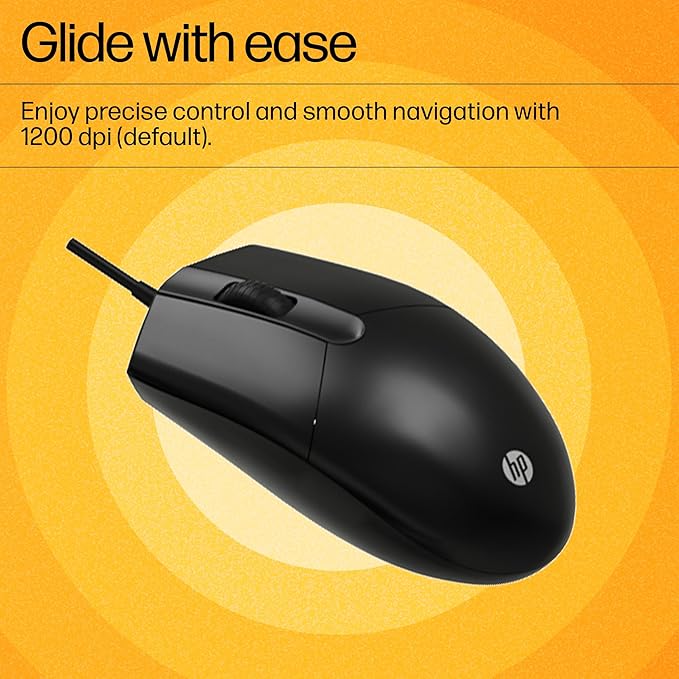 HP KM 180 Wired Mouse and Keyboard Combo, USB Plug-and-Play, 1200 dpi - 3