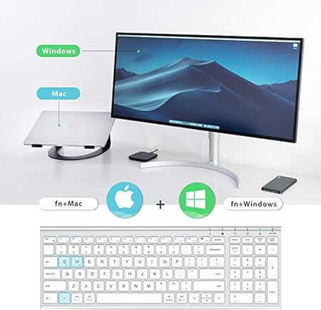 iClever Wireless Keyboard With Number Pad,Rechargeable Keyboard, Full-Size Stainless Steel Ultra Slim Keyboard - 1